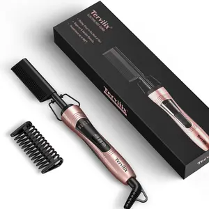 Terviiix Electric Hot Comb for Black Hair, Max Heating up to 450°F, Pressing Combs for Lace Front Wigs, Anti-Scald Straightening Comb with Keratin & Argan Oil Infused Teeth, Temperatures Adjustable, 60 Min Auto Shut Off, US  Plug