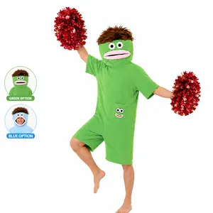 Funny Plush Monster Costume, Furry Character Romper with Pom Poms, Soft Short Sleeve Jumpsuit for Festive Halloween Party, Men Women