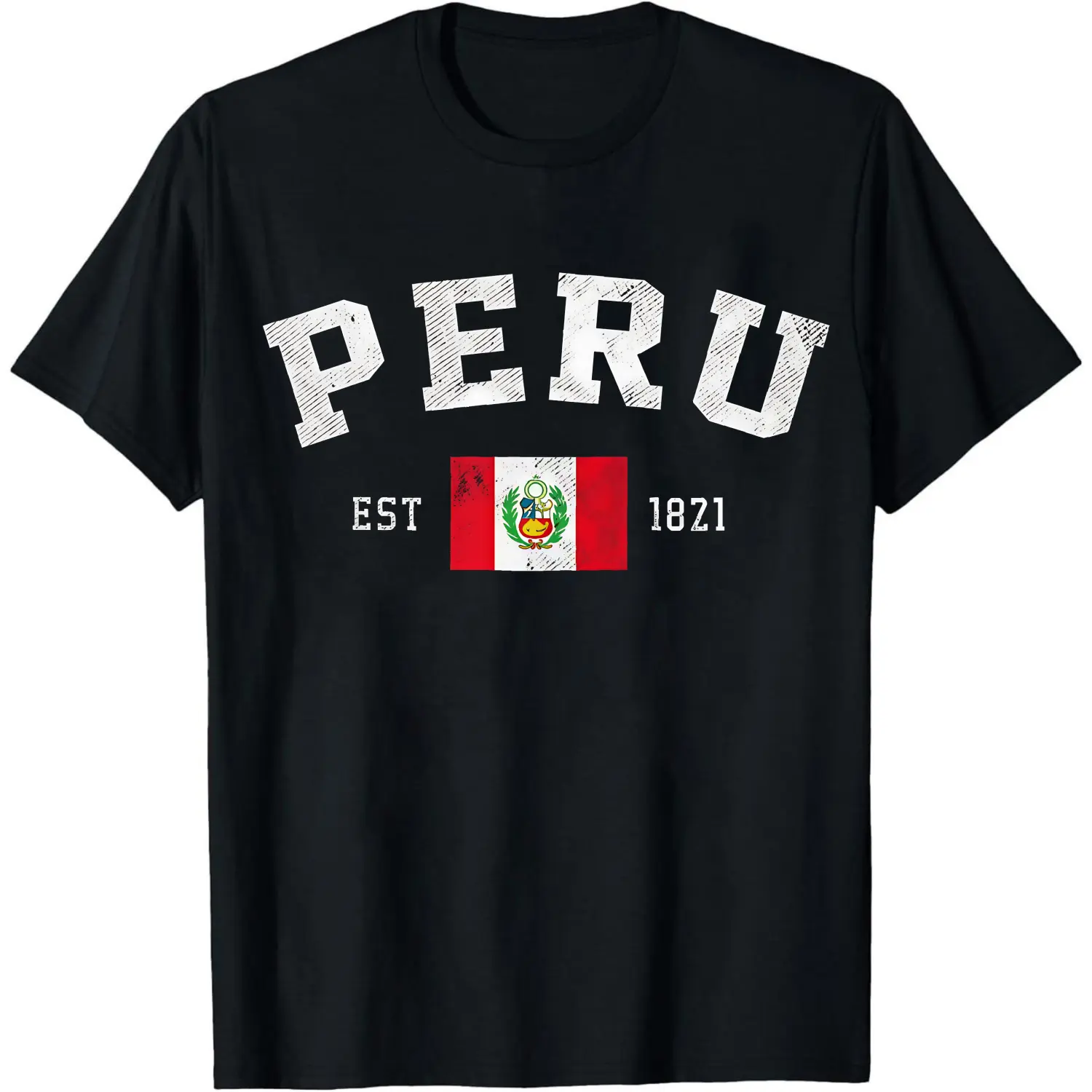 100% Cotton Peru Flag Established 1821 T-Shirt Women Men Unisex Clothing Streetwear
