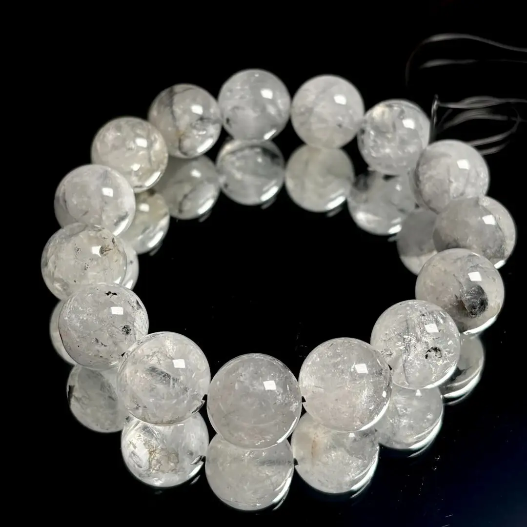 Elegant Herkimer Diamond (14MM) Non-Natural Crystal Bracelet, Everyday Style Accessory, Ideal for Casual Wear