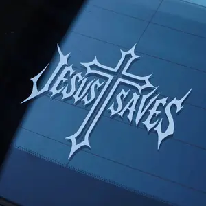 2026 New Jesus Saves Car Sticker Vinyl Decal for Auto Motorcycle Windshield Glass Rear Window Decorative Religious Motif For Your Cars