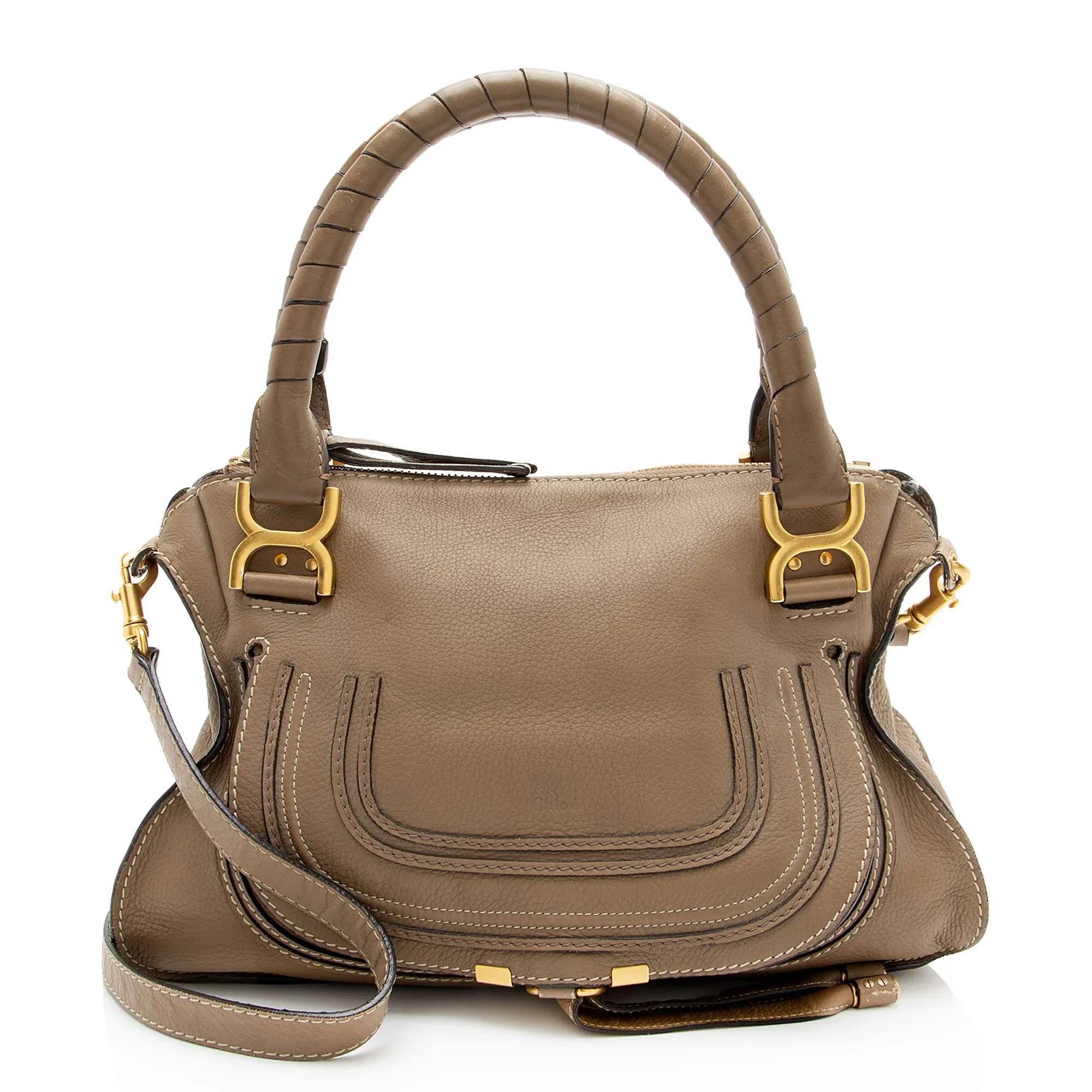 Pre-owned Chloé Calfskin Shoulder Bags Chloe Marcie Medium Satchel