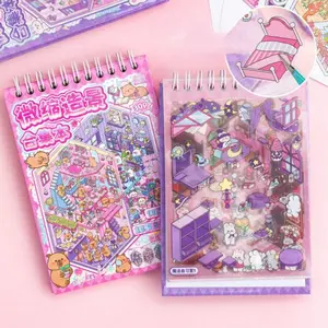 2 sticker collections, 1 with 20 stickers, 10 scene papers 3D three dimensional stacking miniature scenes retro style DIY notebook decoration scrapbook material sticker book.