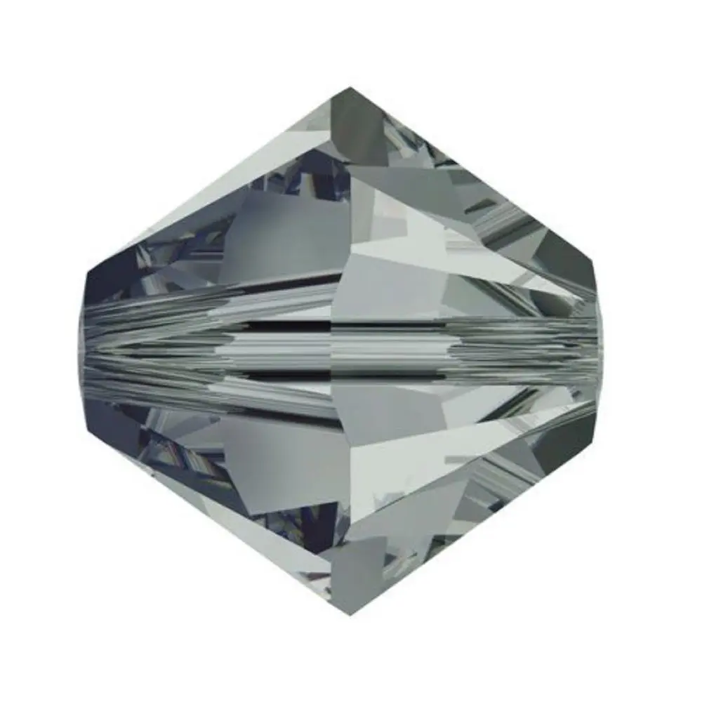 50pcs Preciosa Faceted Bicone Crystal Beads, Black Diamond, 6mm, Hole ID 1mm, Pre-B621