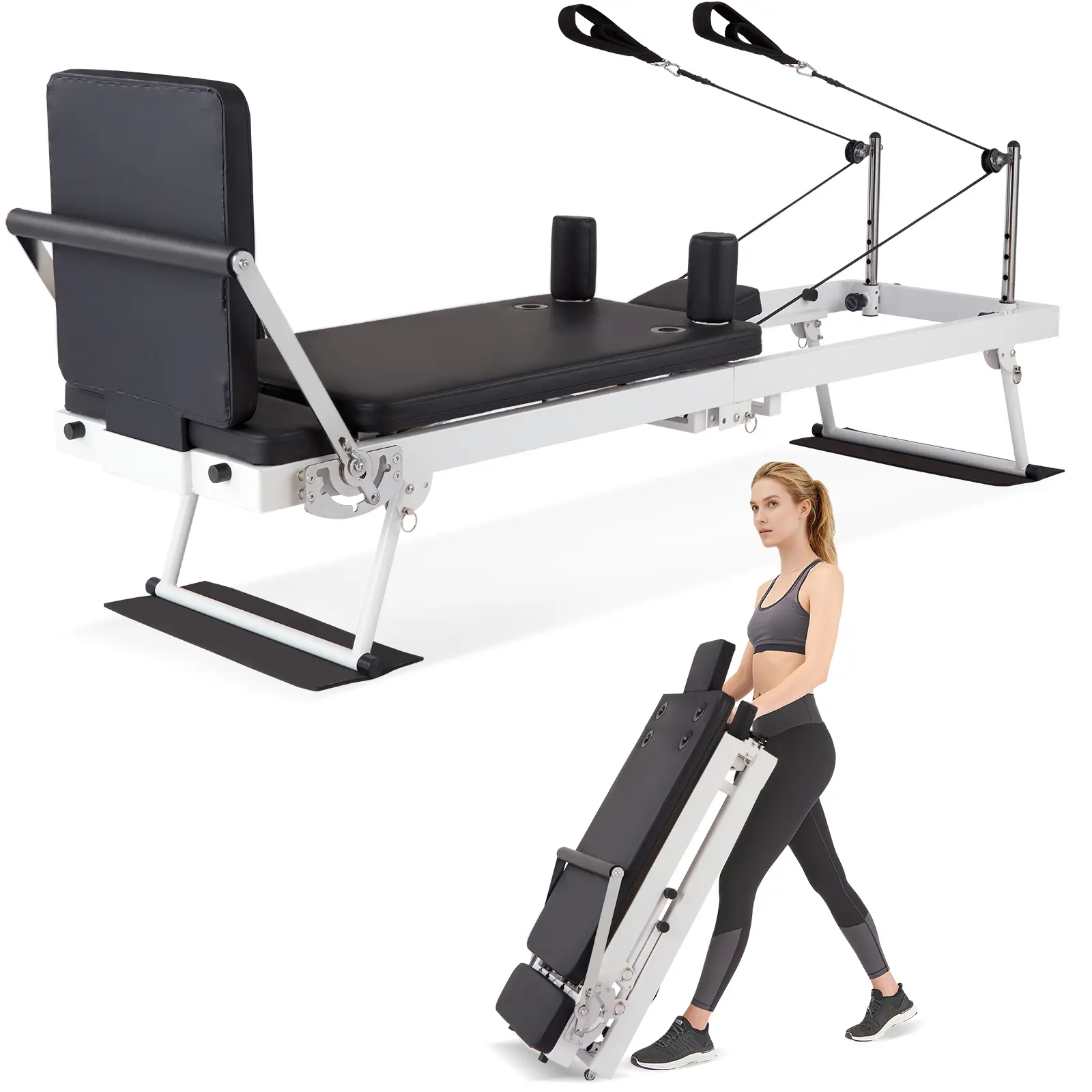 Collapsible Pilates Reformer Machine with Jump Board – Heavy Duty Springs & Adjustable Resistance – Professional Full-Body Pilates Equipment for Home & Gym Workouts – Ideal for All Levels