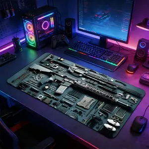 Gun Parts Diagram Large Gaming Mouse Pad, Universal Mouse Pad, Extended Mousepad, Extended Non-Slip Rubber Base Desk Mat, Tactical Firearm Disassembly Design, Durable Office Desk Pad for Home Office & Gaming Setup, Gift for Gun Enthusiasts & FPS Fans