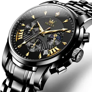 OLEVS Men's Watch Chronograph Business Dress Quartz Stainless Steel Water Resistant Luminous Date Wristwatch