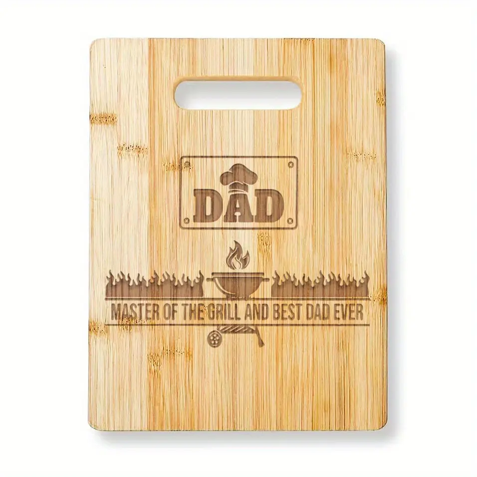 1pc Natural Durable Bamboo Chopping Board - Rectangle Cooking Cutting Board with Laser Engraving, Creative Kitchen Decor, Unique Gift for Family & Friends (Mother's Day, Christmas), Bamboo Chopping Boards