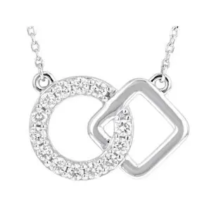 JTV Round White Lab-Grown Diamond G-H VS Rhodium Over Sterling Silver Station Necklace 0.50ctw