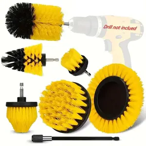 7PCS Drill Brush Power Scrubber Cleaning Brush Extended Long Attachment Set All Purpose Drill Scrub Brushes Kit for Grout, Floor, Tub, Shower, Tile, Bathroom and Kitchen Surface