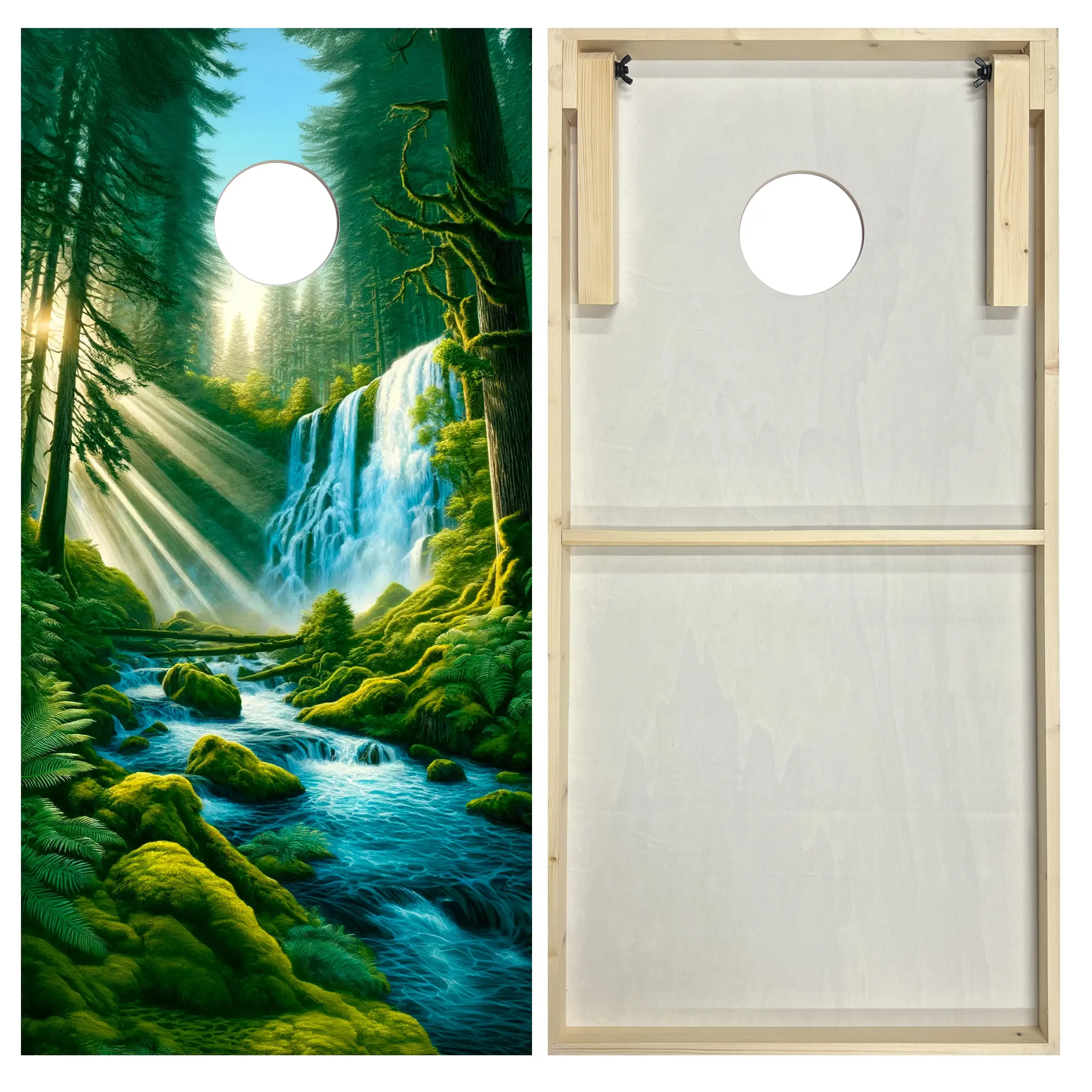 CORNHOLEACE Emerald Tree Falls Standard Cornhole Board Set, Backyard Games, Lightweight for Events, Parties & Casual Players