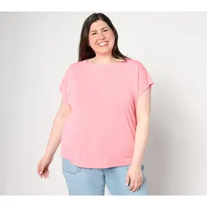 Isaac Mizrahi Live! Pebble Knit Boatneck Top with Cap Sleeves