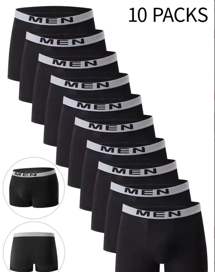 10-Pack Men'S Boxer Briefs | Casual, Breathable, Comfortable, Slight Stretch, Solid Color, Sports Shorts