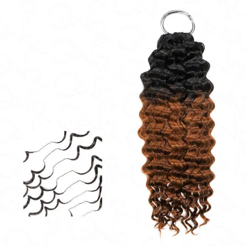 QVR #T1B/30 Water Wave Crochet Hair Natural Black Machine Made Feather Crochet Human Hair Extension TikTokShopBlackFriday