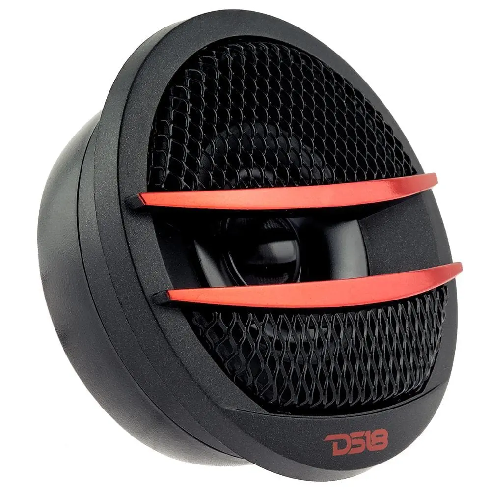 DS18 TX1 Red 1.38-inch PEI Dome Ferrite Tweeters - 4-Ohm Impedance, 200W Max Power, High-Precision High-Frequency, 1.38-inch Diameter, 8.0″ L × 5.0″ W × 1.75″ H, Car Mounted Speaker, Audio Upgrade, Marine/Car Audio Installation, Hi-Fi Setup, Truck/Suv, 0.