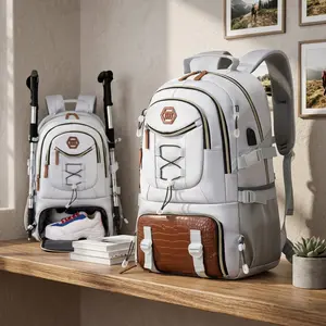 Large Capacity Travel Organiser Backpack, 17.3" Laptop Compartment, Shoe Compartment, Waterproof Outdoor Hiking Gym Bag for Men Organiser