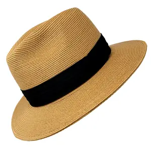 SHAHIN Unisex Packable Traveler’s Straw Fedora Hat with Banded Detail, Fedora Hat Hats, Portable Foldable Hats