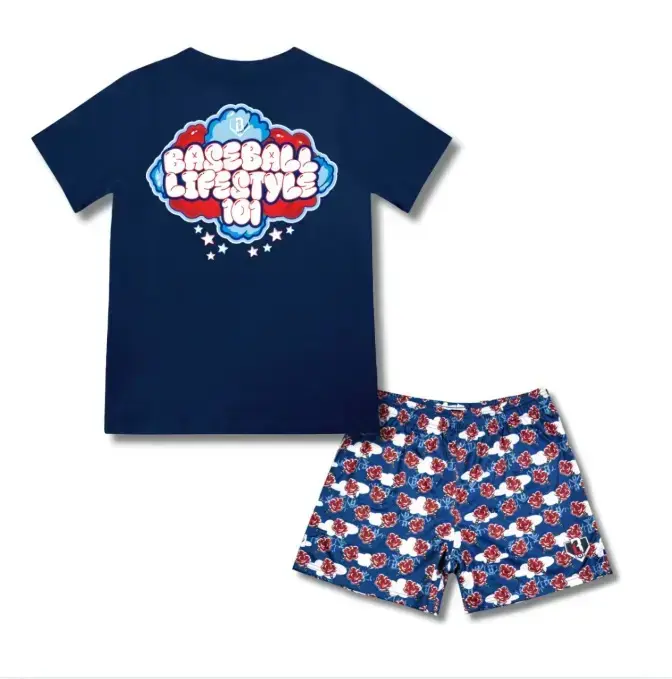 Baseball Lifestyle 101 - Cotton Candy Set - USA Patriotic Vibe Outfit | Youth & Adult Tee & Mesh Shorts