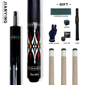 JIAN YING American Dynamic Style 58inch Pool Cue Stick 12.5mm Tip 18-21oz Billiard Cue with Cleaning Cloth Chalk Pool Glove Case