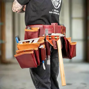 5089 side Xlarge , All About the Seven Bag Framer Tool Belt Setup  Built for framers who need maximum fastener and tool capacity, this ProLeather️ setup features our highest pouch count. Based on the 5080DB design, the left-side fastener pouch includes a