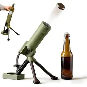 Beer Bottle Mortar Opener, Pop-Up Beer Opener, Tactical Cap Launcher, Hands-Free Press Button, Men's Exclusive, Bar and Desk Decor