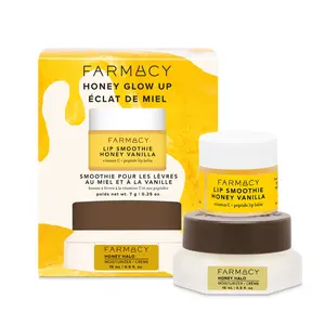 Farmacy Beauty Honey Glow Up Kit - Honey Halo Moisturizer 15ml & Honey Vanilla Lip Smoothie 7g - Hydrating & Moisturizing Skin Repair