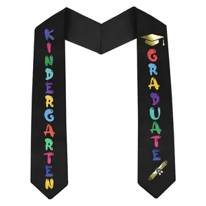 Kids Kindergarten Graduation Stole Sash, 57in Cute Colorful Kindergarten Grad Stole, Printed Preschool Graduate Decoration with Colorful Words