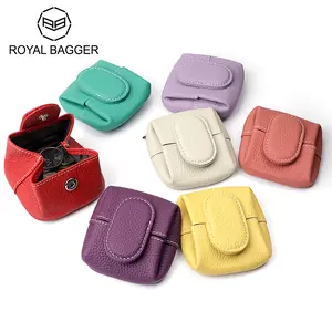 Royal Bagger Mini Lychee Pattern Coin Purse, Solid Color Buckle Key Earphone Storage Bag, Casual Change Pouch for Daily Use 1603 SpringStatements