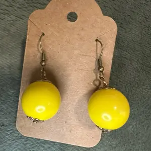Lottie's Handmade Yellow Colorful Drop Hook Earrings