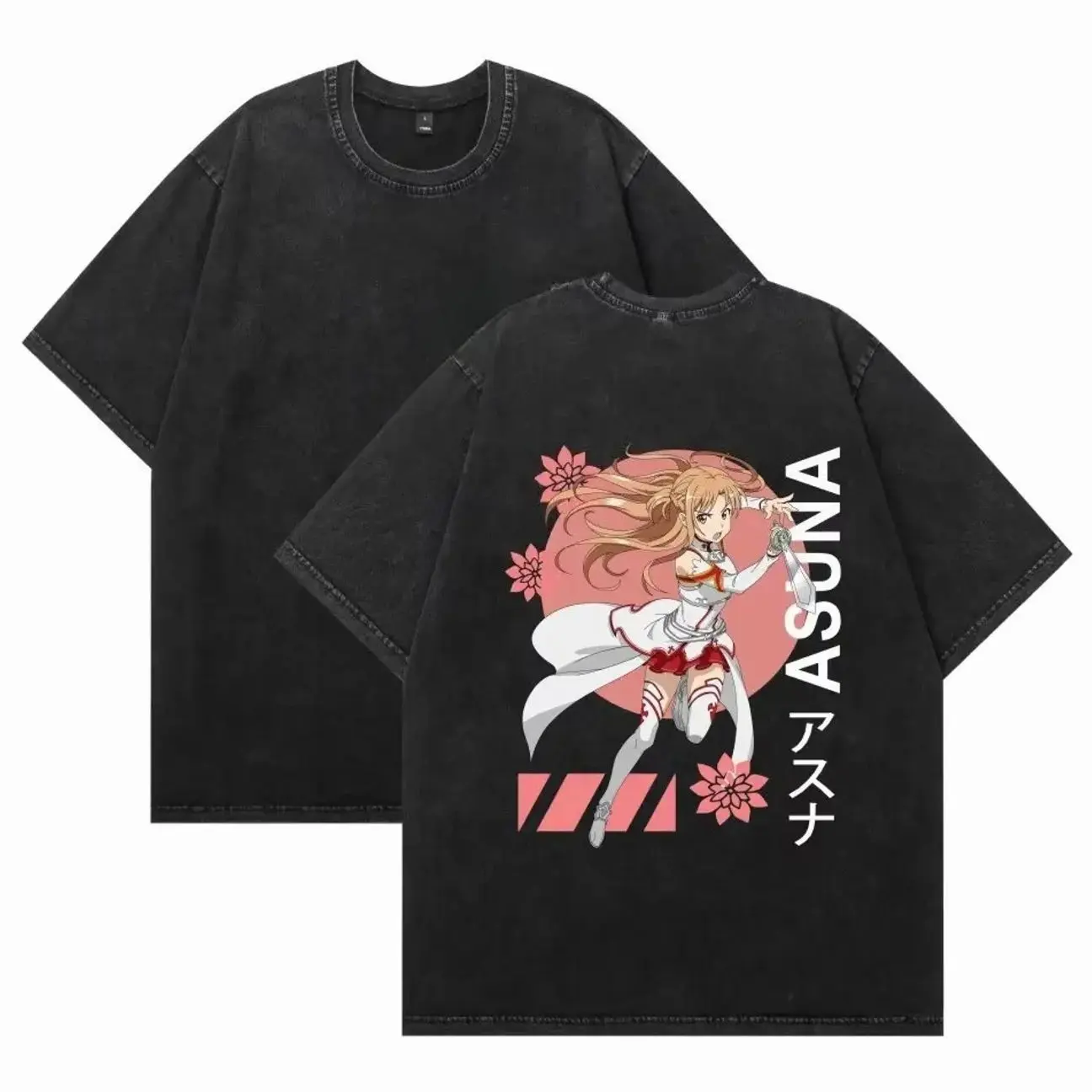 Men's Oversized Sword Art Online (SAO) Anime Round Neck Short-Sleeve T-Shirt - Menswear, Distressed, Soft, Everyday Fit, Festive Streetwear, Vintage All-Season Top TGW