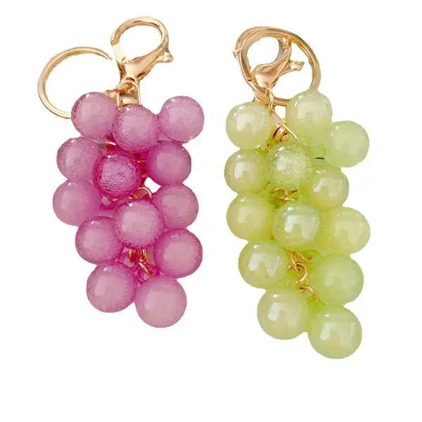 2PCS Jelly Grape Keychains, Creative Cute Bubble Jelly Grape Cluster Keychain Emulational Fruit Car Key Students' School Bag Pendant Gift