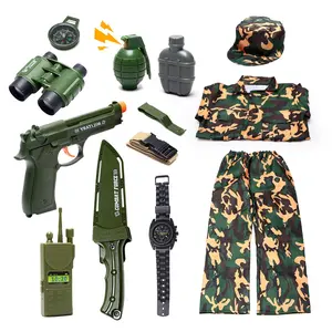 Children Military Experience Set Camouflage Three-Piece Kit Sound Light Equipment Pretend Play Set Role Play Educational Toy Parent-Child Interactive Gift Suitable for 3+