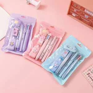 7 Pcs Cute Stationery Set Kawaii School Supplies Office Supplies Including Ballpoint Pens Pencil Sharpener Highlighter Correction Tape Ruler Utility Knife