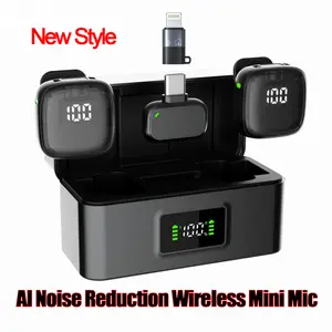 Wireless Clip-On Lavalier Microphone for Live Streaming & TikTok — For Creators Recording/Filming Videos; Designed for Mobile Use; AI Noise Reduction; Professional Lapel/Clip-On Headset Mic; 1-to-2 Split