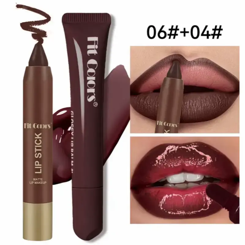 Fit Colors Matte Lip Liner and Moisturizing Lip Oil Set, for Easy Lip Line Definition with a Natural Nude Glossy Finish,  Rich Color Lipgloss, Easy Lip Definition, Smooth Texture