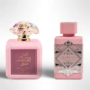 Lattafa Shams Al Emarat + Badee Al Oud Pink Blush Alcohol-Based Eau de Parfum Bundle Set - 2x100ml (3.4 fl oz) 2 Perfumes, Oriental Scent, Gourmand Vanilla, Vanilla-Spice, Luxurious Fragrance Duo for Her