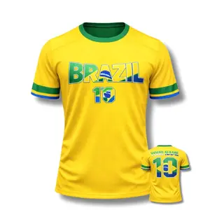 Brazil Soccer 3D T-Shirt Custom Name Number, Football Fan Shirt Yellow Jersey S-5XL Unisex 3NM