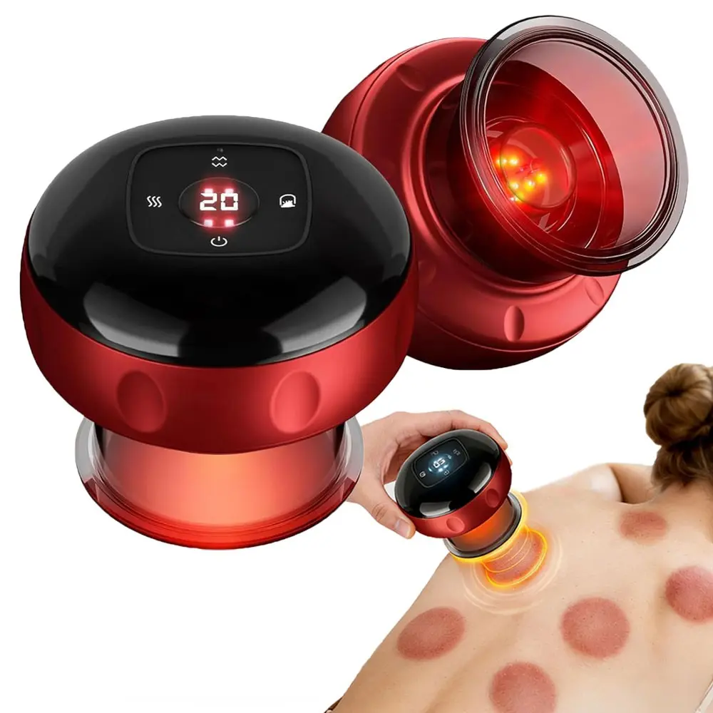 Smart Cupping Massager, Smart Cupping Machine, Heating Cupping Instrument, Red Light Cupping Treatment Set with 2 Modes, Electric Cupping Kit with 12 Levels Heat & Suction, Full Body Relaxation Tool for Arm Neck Shoulder Back Leg, Relaxation Aid