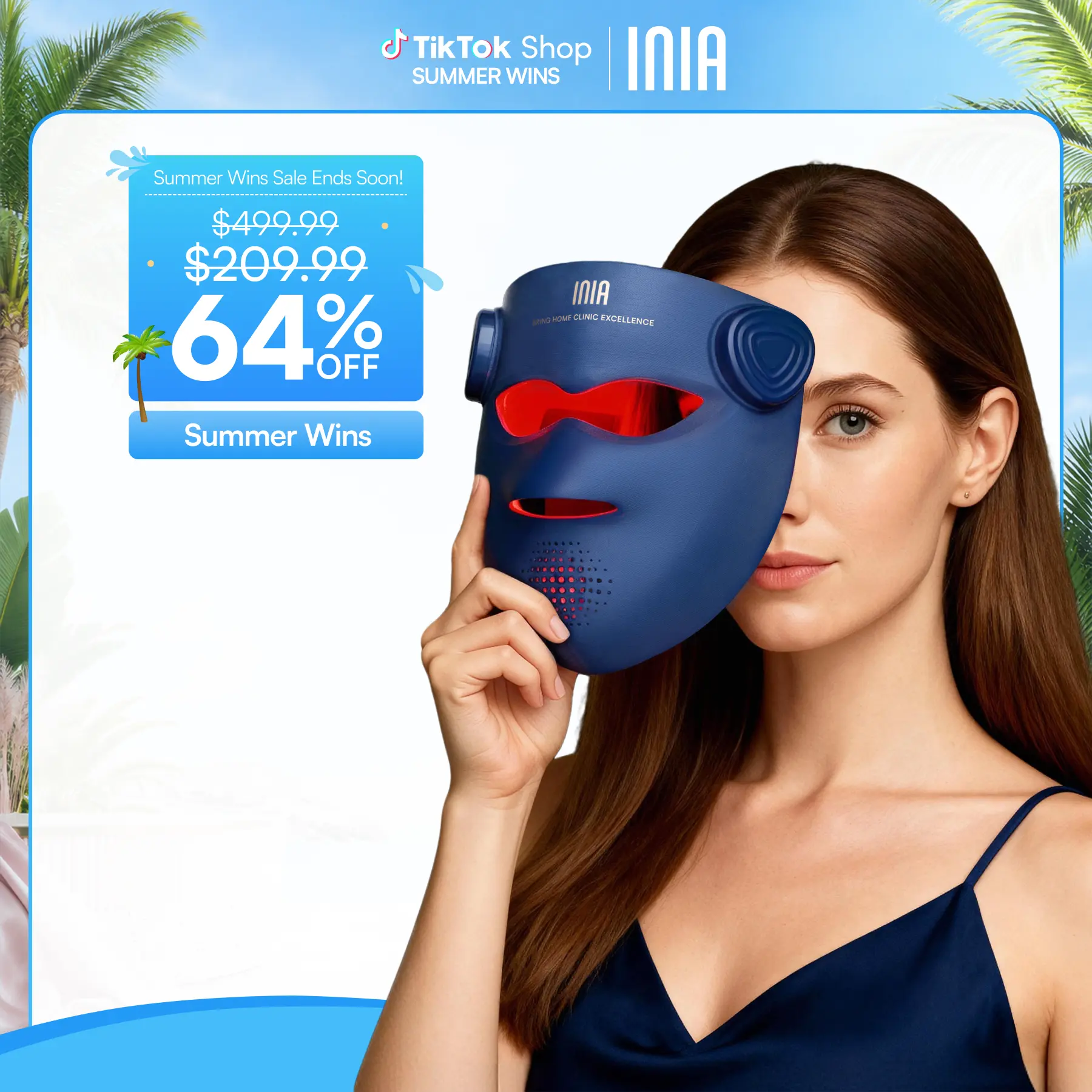 INIA GLOW 940 nm 4D LED Mask – Dual NIR 940 + 850 nm Deep Penetration for Deeper Repair, Visible Lift & Lasting Radiance, 4D Fit for Jawline Lift & Firm, Cooling Therapy, Wireless Comfort, Mother's Day Special Gift