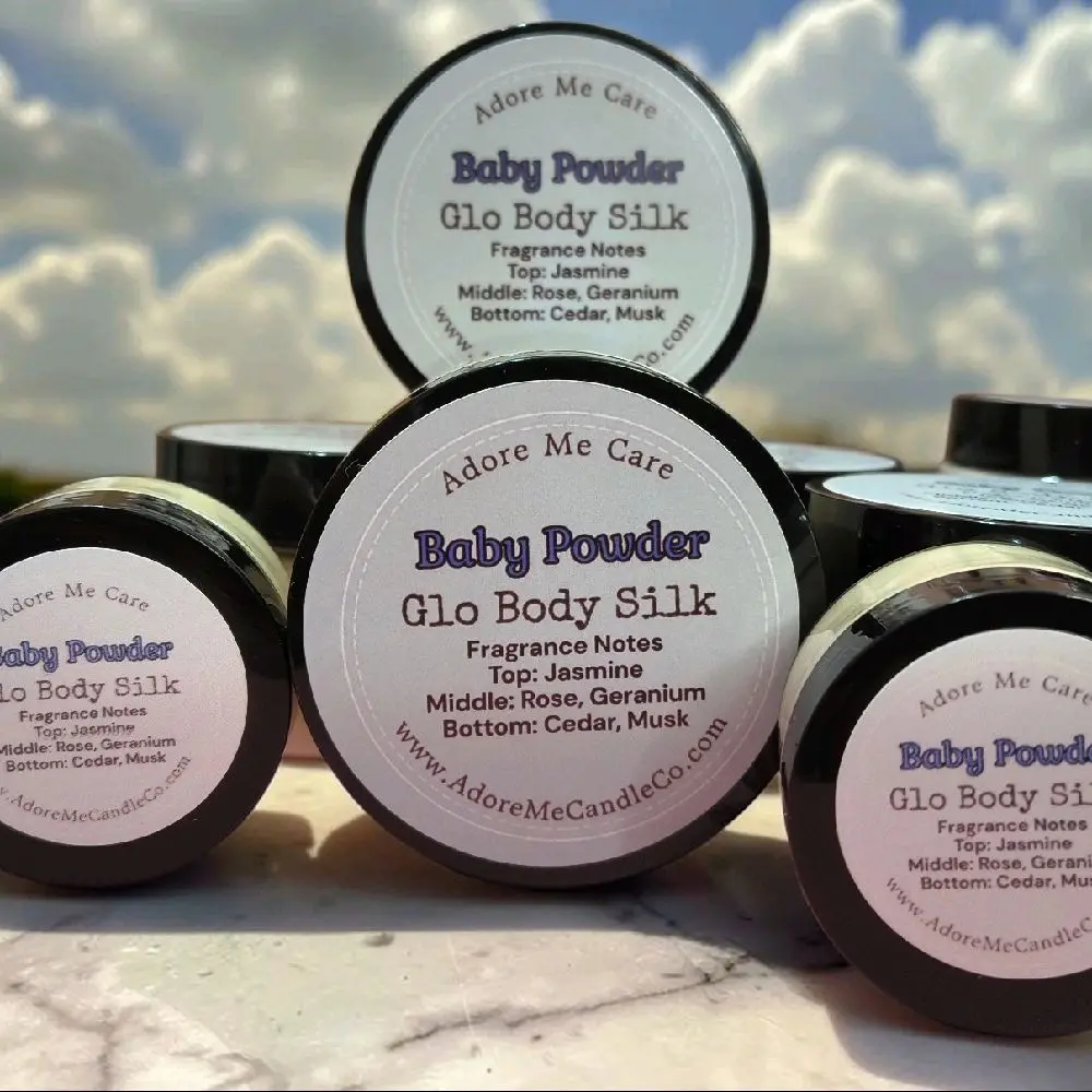 Glo Body Silk 4oz Organic Vegan Moisturizer - Cocoa, Shea Butter, Coconut, Argan Blend for Dry Skin Body Care Cosmetic, Adore Me Care Co
