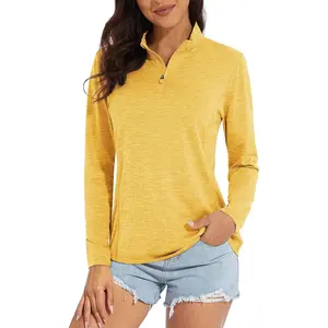 Women's UPF 50+ Sun Shirts Long Sleeve 1/4 Zip Pullover Quick Dry Workout Hiking Tops Running Athletic Shirts