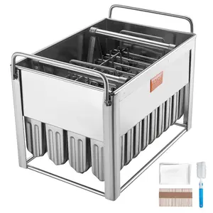 VEVOR Commercial Popsicle Moulds, 40PCS Cylindrical Ice Pop Moulds, Stainless Steel Ice Lolly Popsicle Moulds, Ice Cream Maker Mould Holder with 50PCS Popsicle Sticks Bags (Single Mould Set - 40PCS)VEVOR Super Brand Day