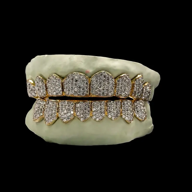 Diamond grillz 10k gold ( natural SI )