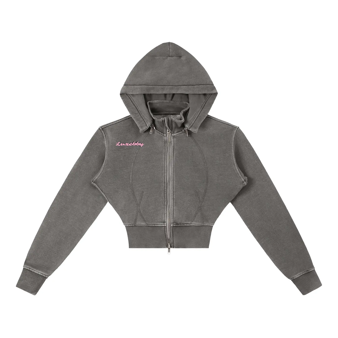 Vintage Washed Cropped Fleece Hoodie