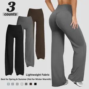 Women's Bare Feel High Waisted Relaxed Fit Casual Pants V Shaped Back Seam Comfort Fit Yoga Pants Comfortable Stretch Relaxed Pants Made with Soft Stretch Fabric Straight Leg with Slightly Flared Hem Vacation Outfit Bottom Basic Minimalist Casual Pants