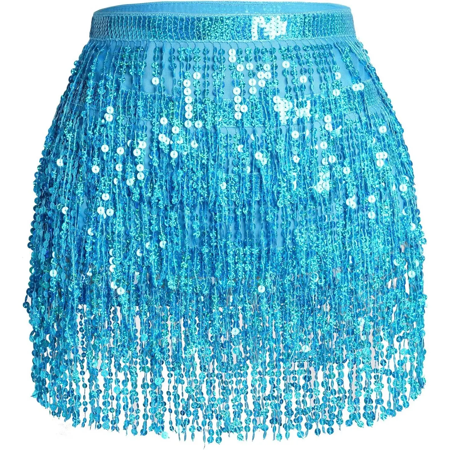 Women's Belly Dance Hip Scarf - Sequin, Tassel, Fringe Wrap Skirt - Sparkly Outfit & Accessory for Festival, Party, Rave Costumes, Outfits, Accessories, Halloween, Lady, Polyester