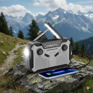 Solar Crank Radio Emergency Kit: AM/FM/SW NOAA Weather Alert, 2500mAh Power Bank Charges Phone, Bright Flashlight, Reading Lamp & SOS Beacon. Essential for Camping, Hiking, Blackouts, Survival Gear.