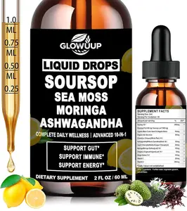 Soursop Bitters Liquid- Organic Soursop Drops for Energy, Skin, Immune & Gut Health, Soursop Leaves Extract 6X Absorption Than Capsule Gummies Powder, Green Superfood Supplement for Women & Men