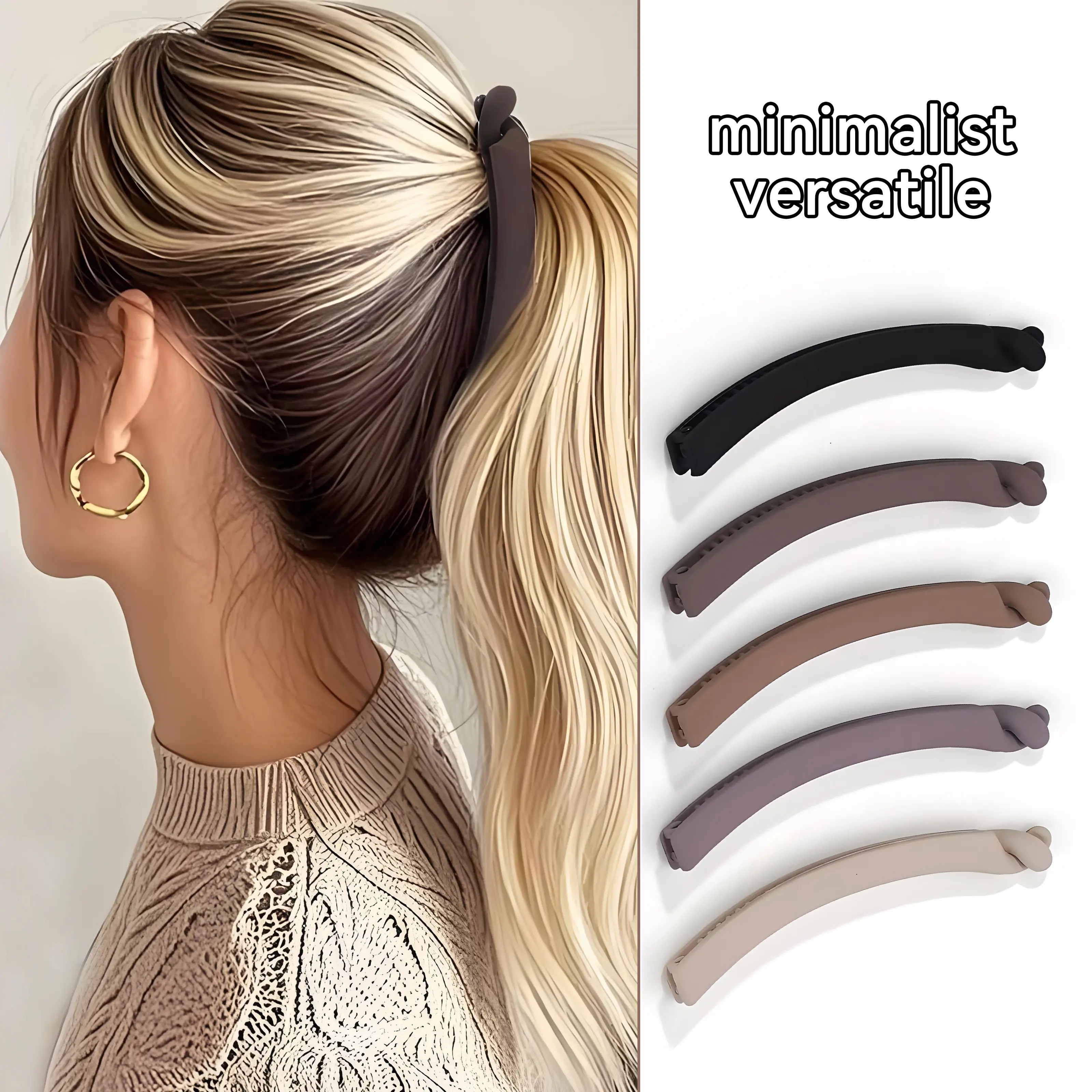 Women's Non-Slip small banana  hair clip Set of 5,minibanana clip，banana hair clip，fun hair clip，stylish hair clip，Women's Minimalist Temperament Matte Finish Hair Claw Set, Casual Trendy Hair Claw, Fashionable Hair Accessories for Daily Use