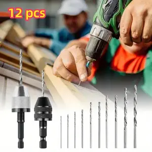 Keyless Drill Chuck, 1/4 Inch Hex Shank Drill Adapter 0.3-6.5 mm and 0.3-3.6 mm 3 Jaw Drill Chuck with 10 Pieces Drill for Micro Drill, Chuck Adapter, Conversion Tool - Home Improvement.